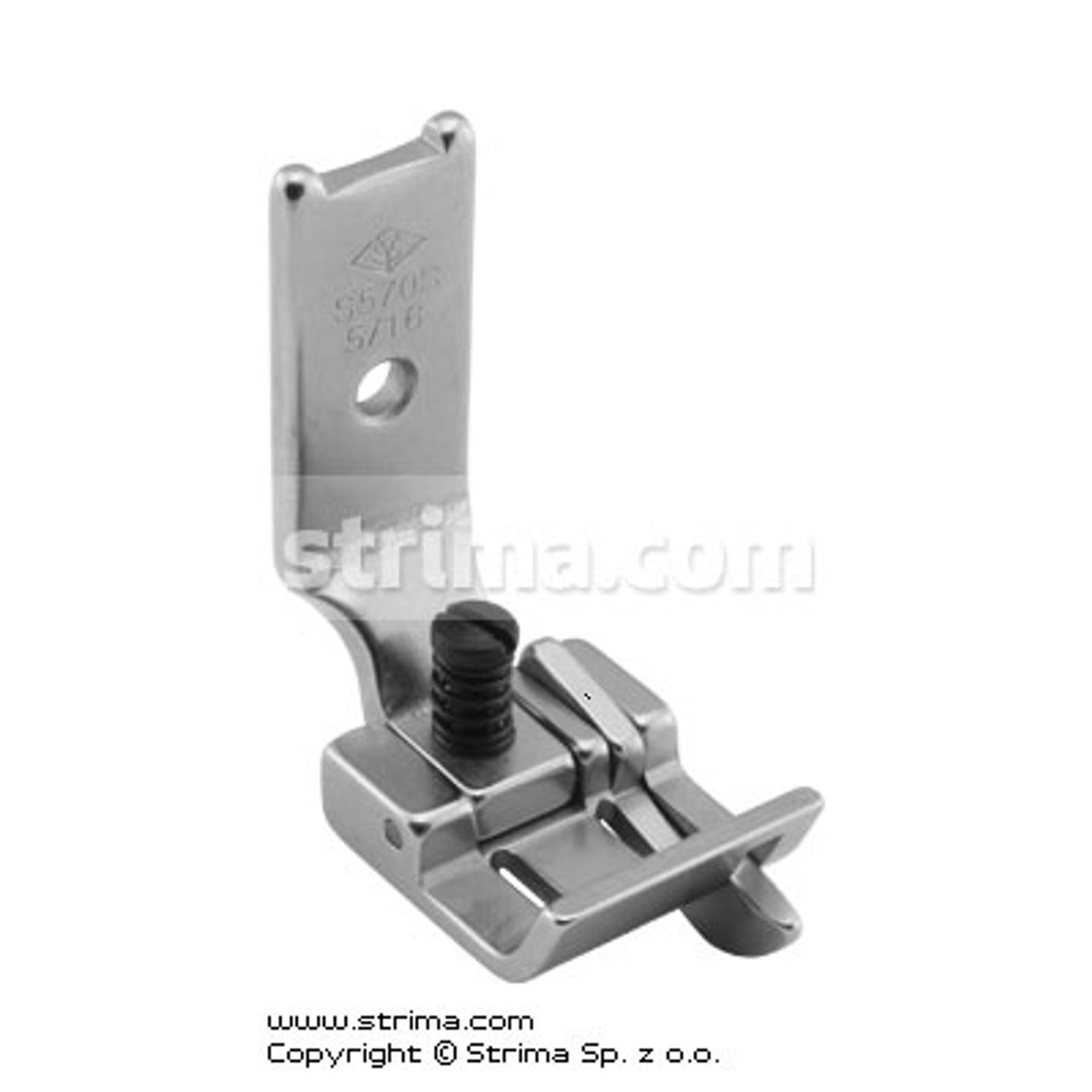 Foot for two needle lockstitch machine 5/16" with right gauge and adjustable runner angle