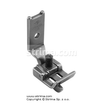 Foot for two needle lockstitch machine 1/4" with left gauge and adjustable runner angle