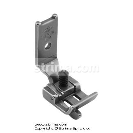 Foot for two needle lockstitch machine 1/4" with left gauge and adjustable runner angle