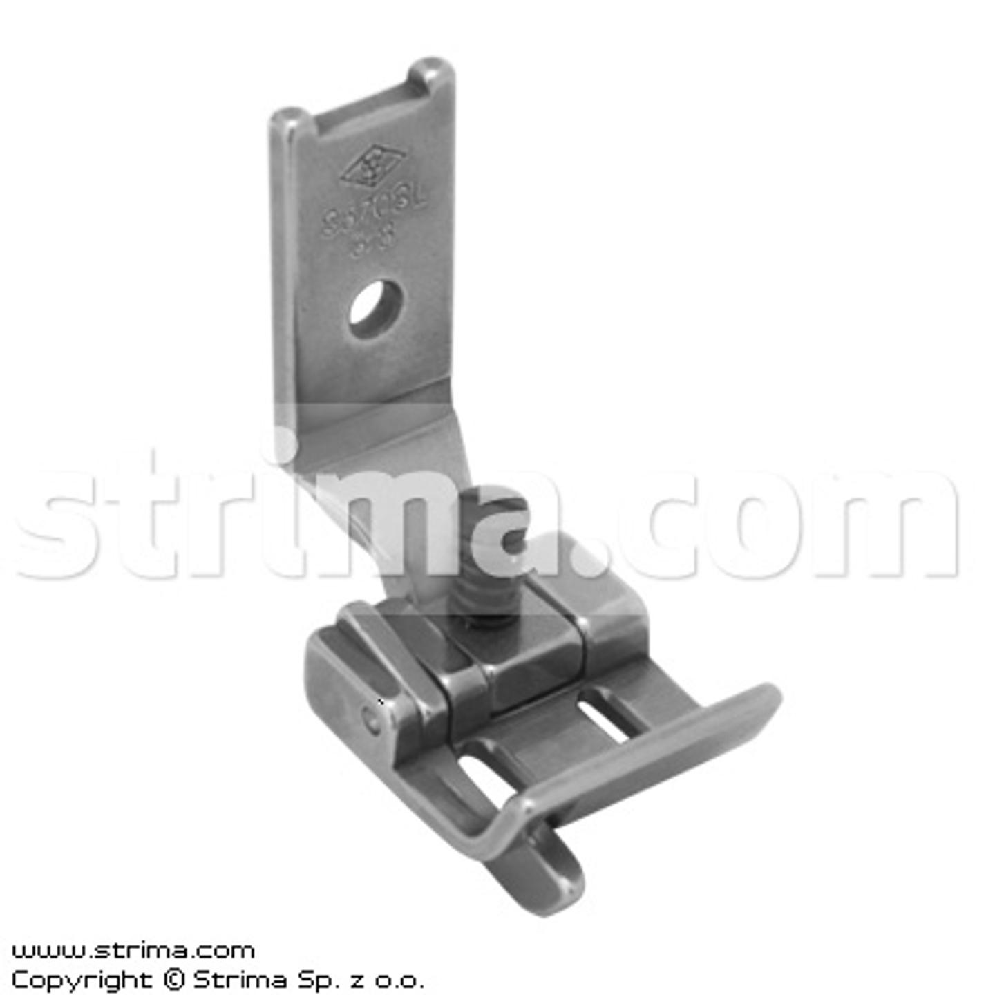 Foot for two needle lockstitch machine 3/8" with left gauge and adjustable runner angle