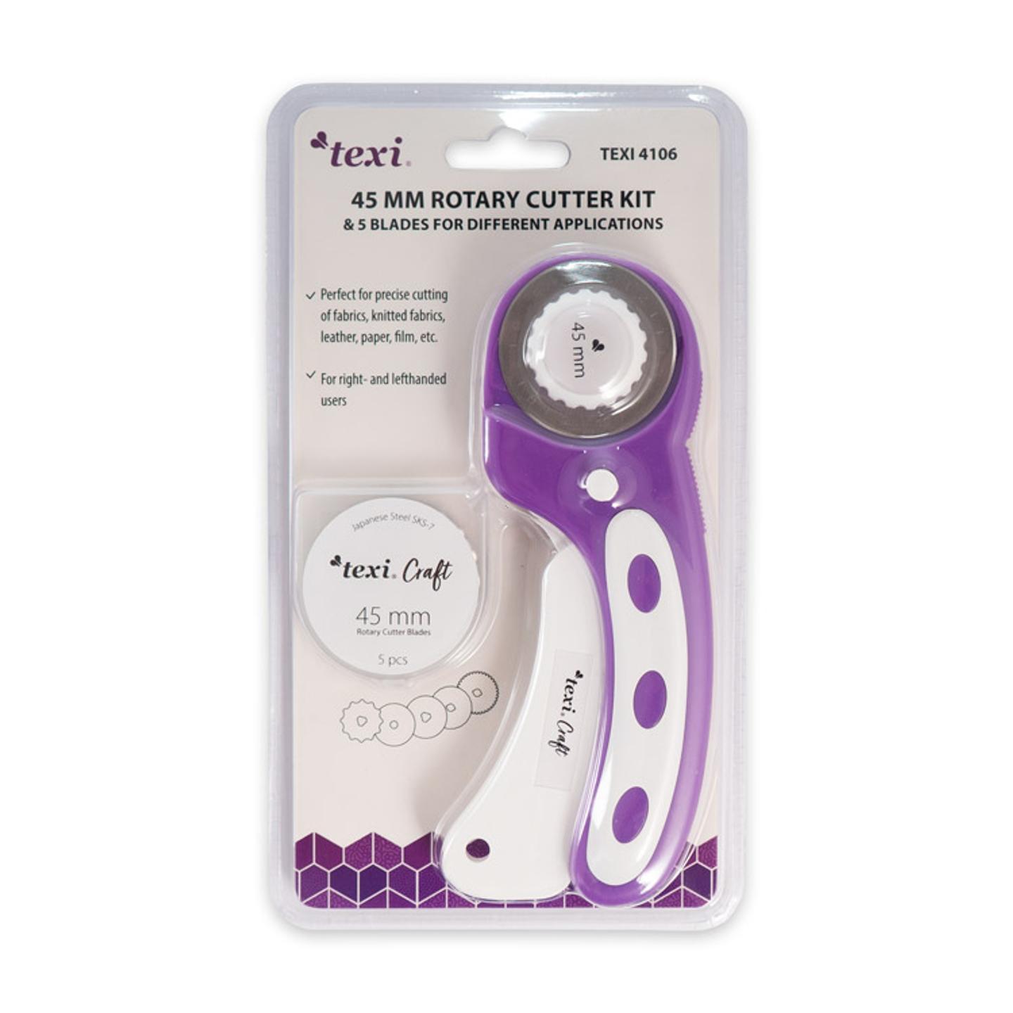 Rotary cutter 45mm, purple, with 5 pcs replacement blades