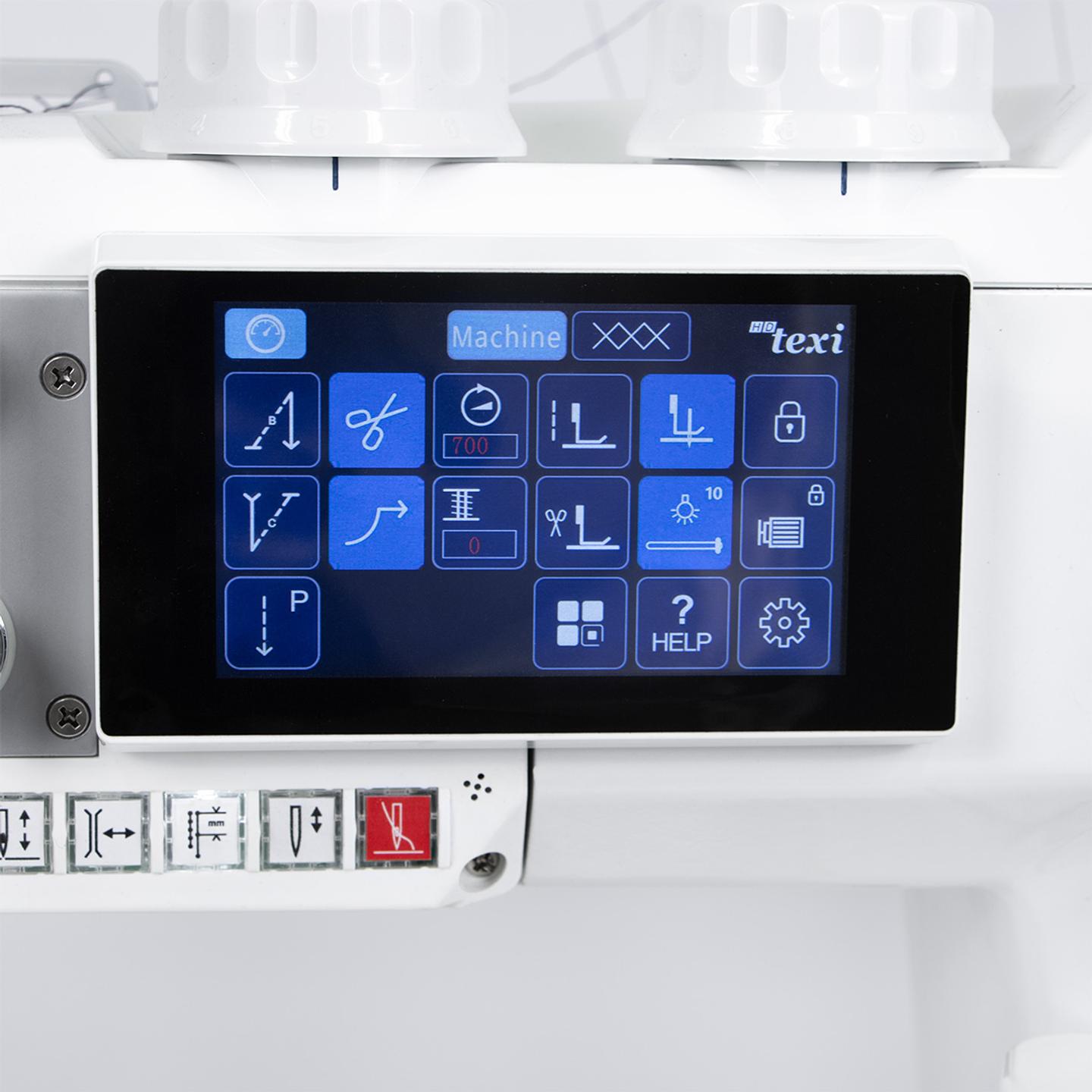 Automatic two-needle post-bed machine for sewing thick fabrics with backstitching, unison feed and deco seam - head only