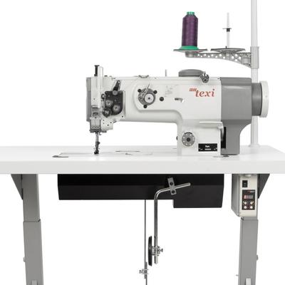 Lockstitch machine for sewing heavy materials with unison feed and built-in motor – head only