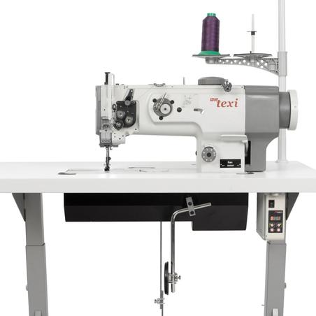 Lockstitch machine for sewing heavy materials with unison feed and built-in motor – head only