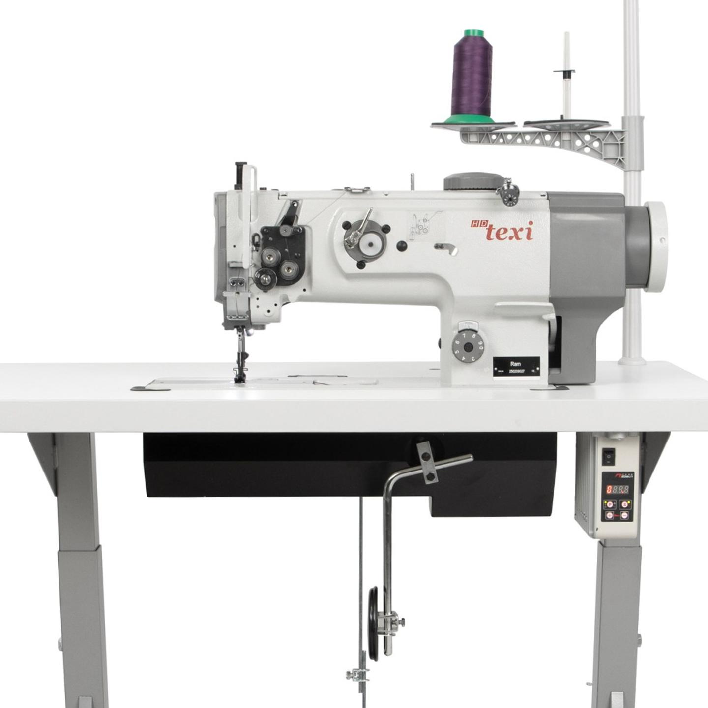 Lockstitch machine for sewing heavy materials with unison feed and built-in motor – head only