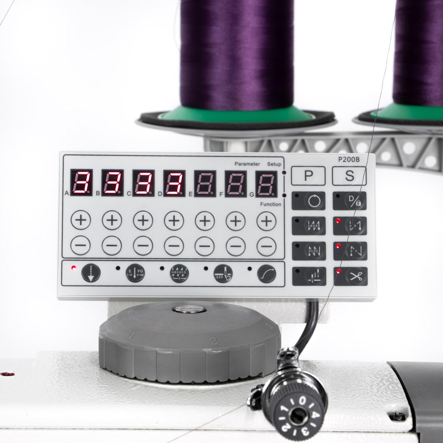 Lockstitch machine for sewing thick fabrics with automatic functions, unison feed and built-in motor - head only