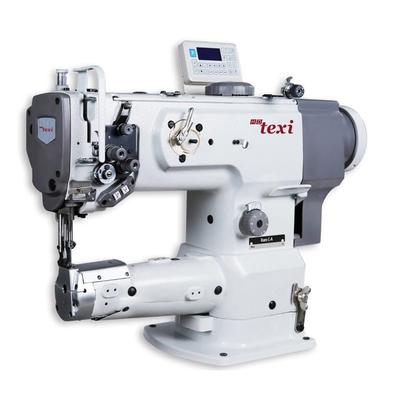 Cylindrical lockstitch machine for sewing thick materials with automation, unison feed and built-in motor - head only