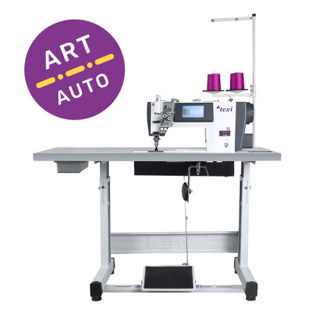 Automatic double needle lockstitch machine TEXI TWIN 6HF, medium and heavy fabrics