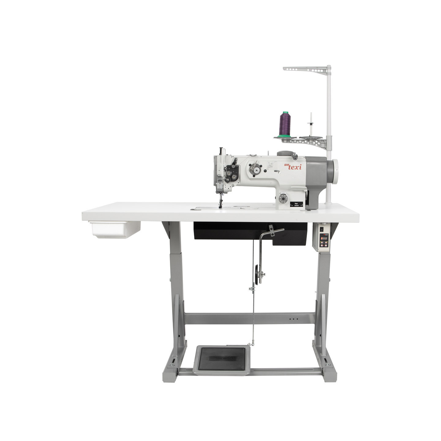 Lockstitch machine for sewing heavy materials with unison feed and built-in motor - complete set