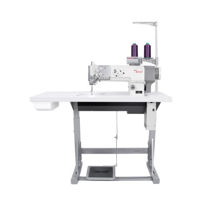Lockstitch machine for sewing thick fabrics with automatic functions, unison feed and built-in motor - complete set